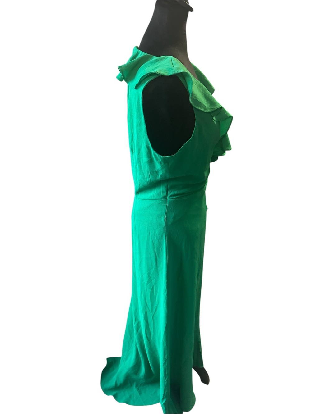London Times Maxi Dress Size 10 NWT Jewel Green Ruffle - Picture 15 of 16
